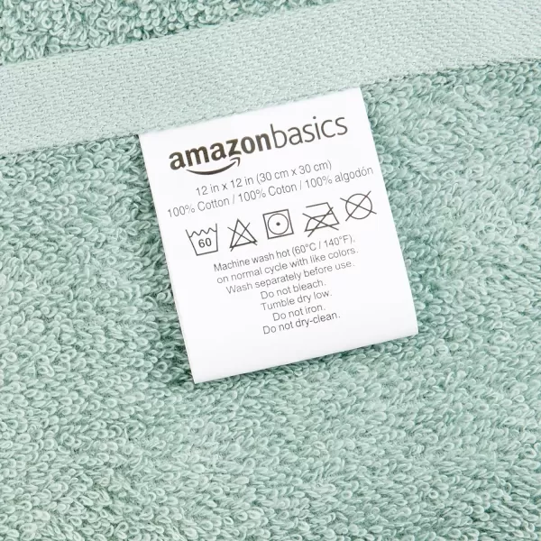 Amazon Basics Fast Drying Extra Absorbent Terry Cotton Washcloth 12 x 12 Inch Ice Blue  24 CountSeafoam Green  Ice Blue  White
