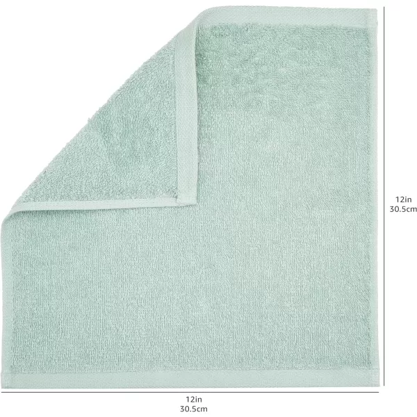 Amazon Basics Fast Drying Extra Absorbent Terry Cotton Washcloth 12 x 12 Inch Ice Blue  24 CountSeafoam Green