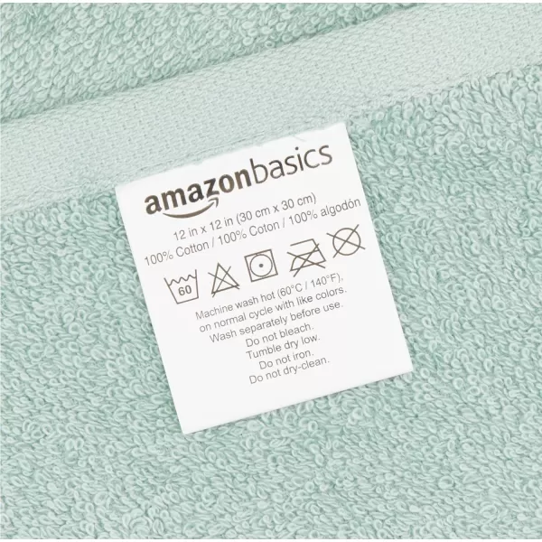 Amazon Basics Fast Drying Extra Absorbent Terry Cotton Washcloth 12 x 12 Inch Ice Blue  24 CountSeafoam Green