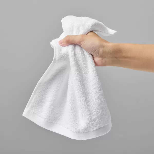Amazon Basics Fast Drying Extra Absorbent Terry Cotton Washcloth 12 x 12 Inch Ice Blue  24 CountWhite