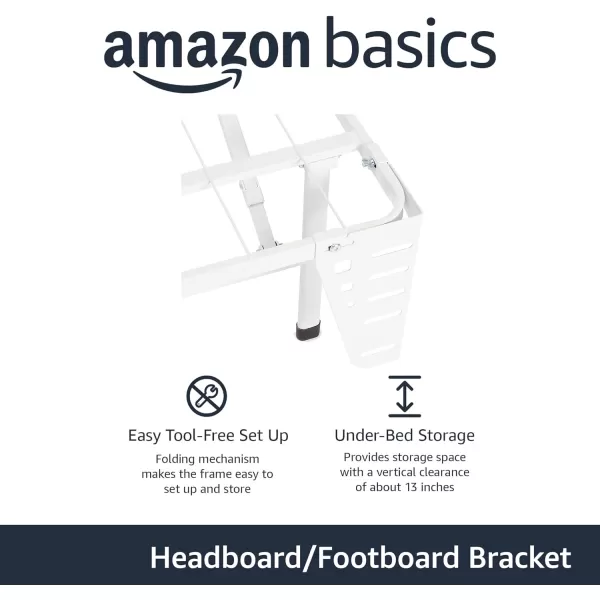 Amazon Basics Foldable Metal Platform Bed Frame with Tool Free Setup 14 Inches High Full WhiteBracket
