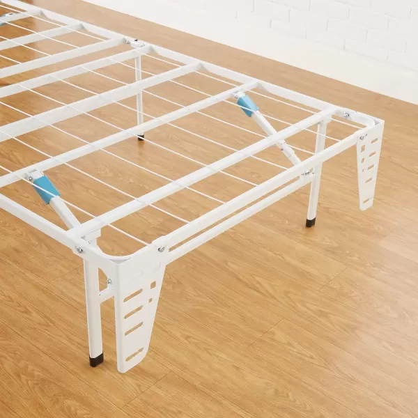 Amazon Basics Foldable Metal Platform Bed Frame with Tool Free Setup 14 Inches High Full WhiteBracket