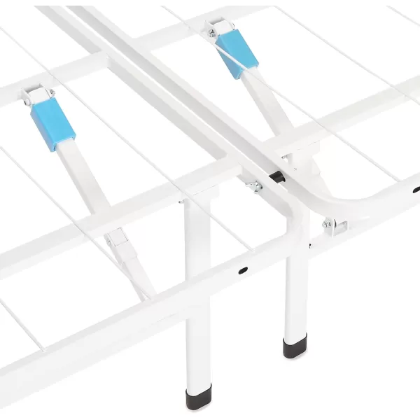 Amazon Basics Foldable Metal Platform Bed Frame with Tool Free Setup 14 Inches High Full WhitePlatform