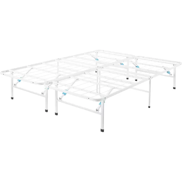 Amazon Basics Foldable Metal Platform Bed Frame with Tool Free Setup 14 Inches High Full WhitePlatform
