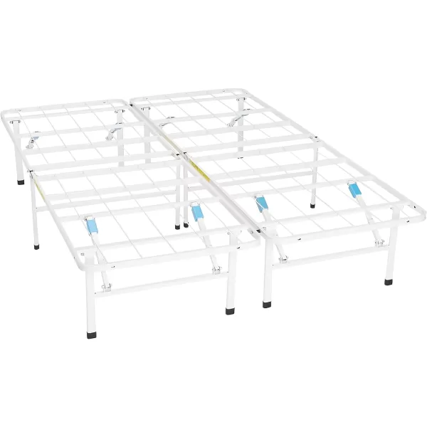 Amazon Basics Foldable Metal Platform Bed Frame with Tool Free Setup 14 Inches High Full WhitePlatform