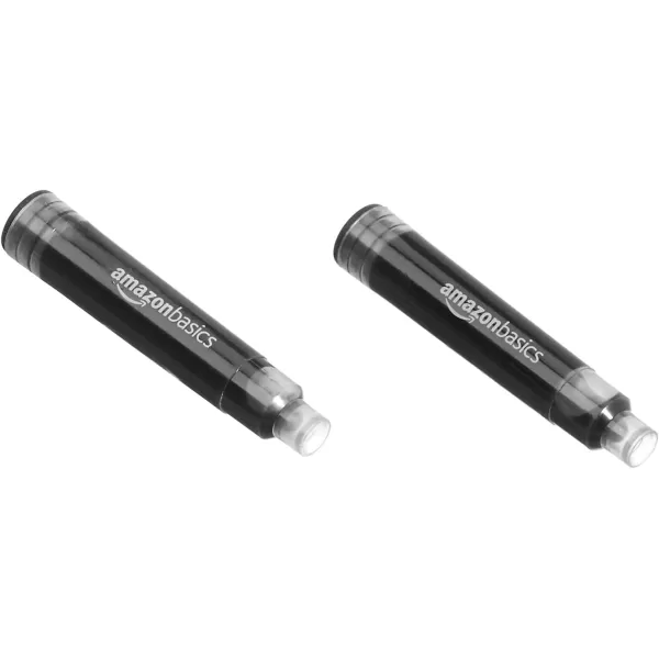 Amazon Basics Fountain Pen with two replacement cartridges Medium Point Black Ink1 Count Pack of 1