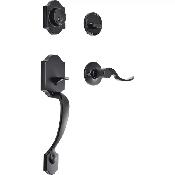 Amazon Basics Handleset with Tulip Knob  Single Cylinder  Satin Nickel6 Packs 1 CartonMatte Black