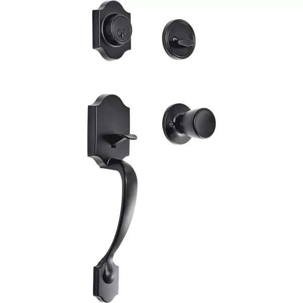 Amazon Basics Handleset with Tulip Knob  Single Cylinder  Satin Nickel6 Packs 1 CartonMatte Black