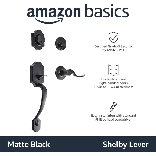 Amazon Basics Handleset with Tulip Knob  Single Cylinder  Satin Nickel6 Packs 1 CartonMatte Black