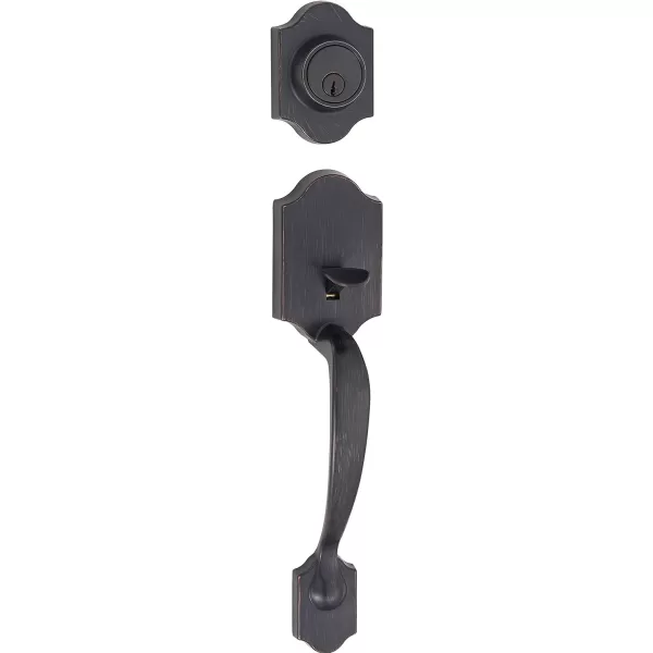 Amazon Basics Handleset with Tulip Knob  Single Cylinder  Satin Nickel6 Packs 1 CartonOil Bronze