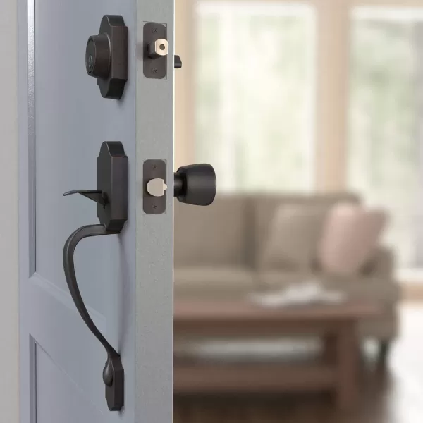 Amazon Basics Handleset with Tulip Knob  Single Cylinder  Satin Nickel6 Packs 1 CartonOil Bronze
