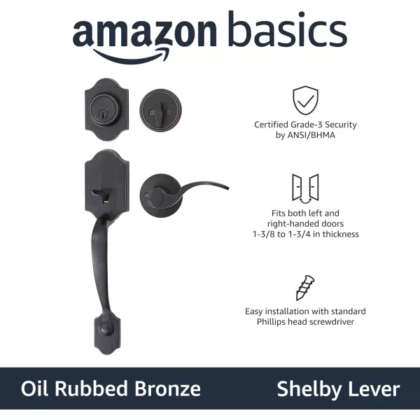 Amazon Basics Handleset with Tulip Knob  Single Cylinder  Satin Nickel6 Packs 1 CartonOil Bronze
