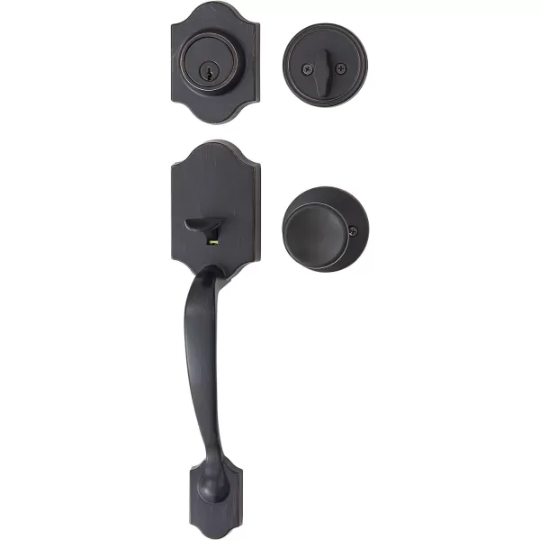 Amazon Basics Handleset with Tulip Knob  Single Cylinder  Satin Nickel6 Packs 1 CartonOil Bronze