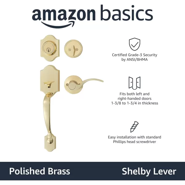 Amazon Basics Handleset with Tulip Knob  Single Cylinder  Satin Nickel6 Packs 1 CartonPolished Brass