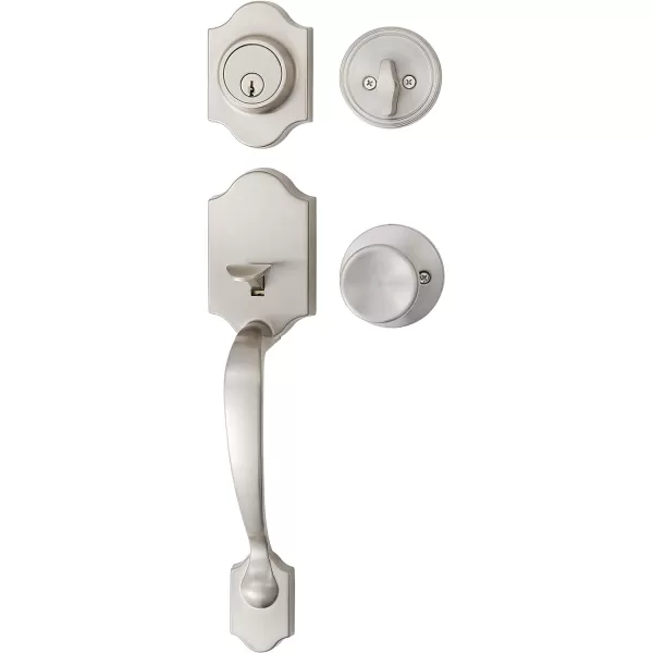 Amazon Basics Handleset with Tulip Knob  Single Cylinder  Satin Nickel6 Packs 1 CartonPolished Brass