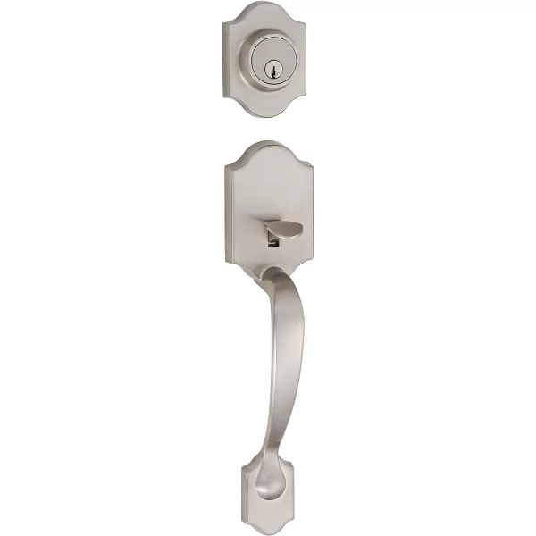 Amazon Basics Handleset with Tulip Knob  Single Cylinder  Satin Nickel6 Packs 1 CartonSatin Nickel