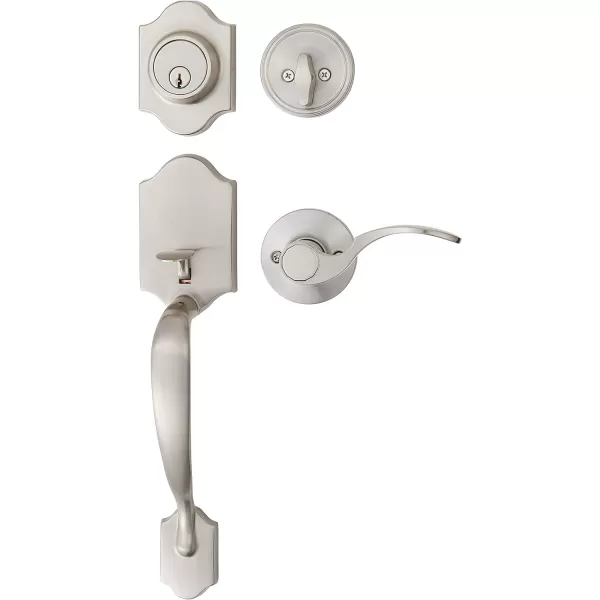 Amazon Basics Handleset with Tulip Knob  Single Cylinder  Satin Nickel6 Packs 1 CartonSatin Nickel