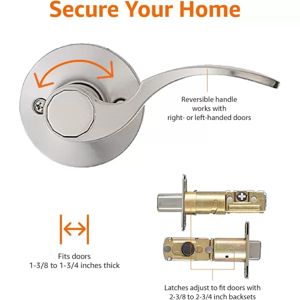 Amazon Basics Handleset with Tulip Knob  Single Cylinder  Satin Nickel6 Packs 1 CartonSatin Nickel
