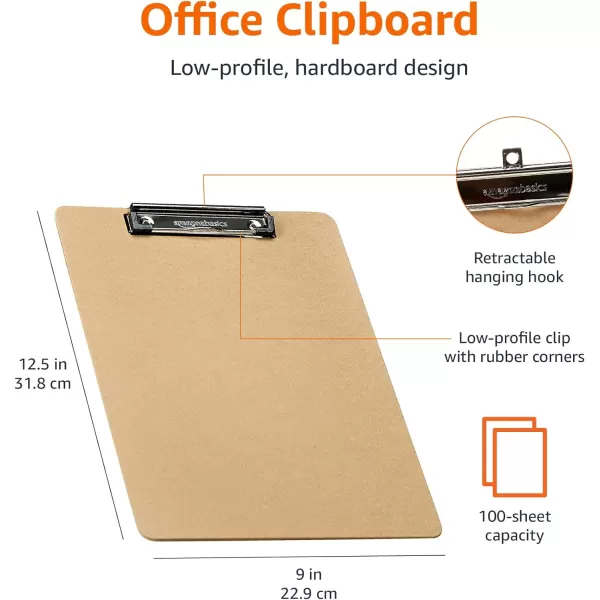 Amazon Basics Hardboard Office Clipboard 12Pack Brown6Pack