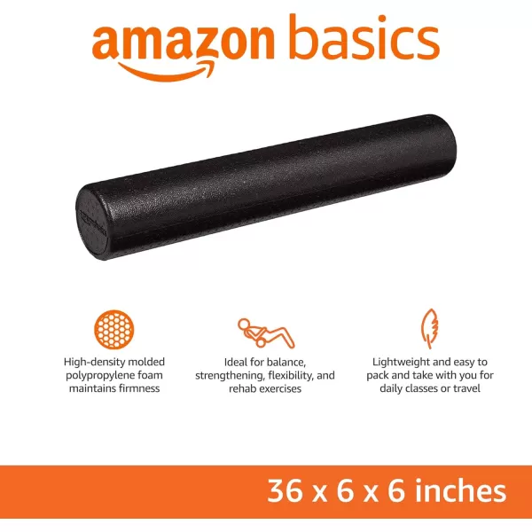 Amazon Basics HighDensity Round Foam Roller for Exercise Massage Muscle RecoveryBlack