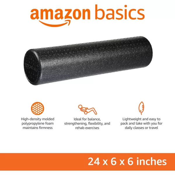Amazon Basics HighDensity Round Foam Roller for Exercise Massage Muscle RecoveryBlack