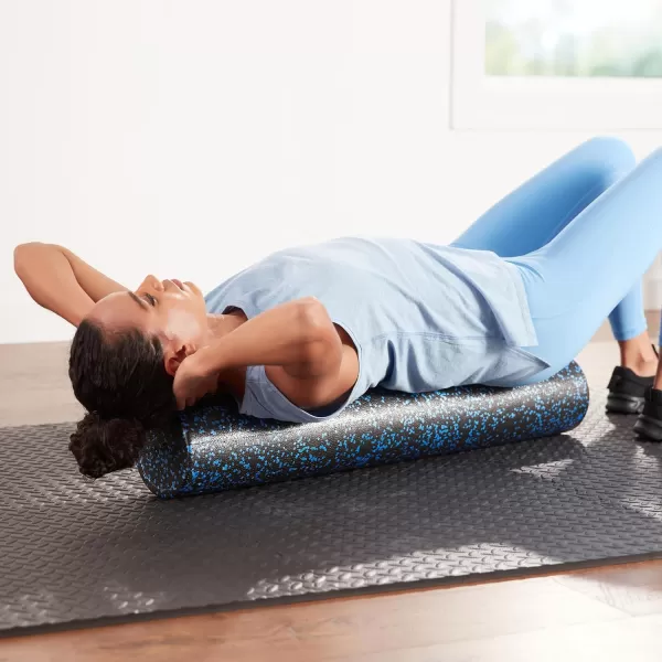 Amazon Basics HighDensity Round Foam Roller for Exercise Massage Muscle RecoveryBlue Speckled