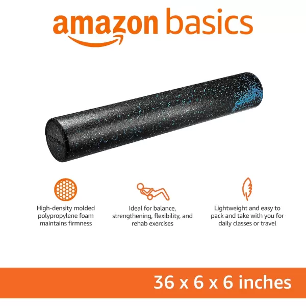 Amazon Basics HighDensity Round Foam Roller for Exercise Massage Muscle RecoveryBlue Speckled