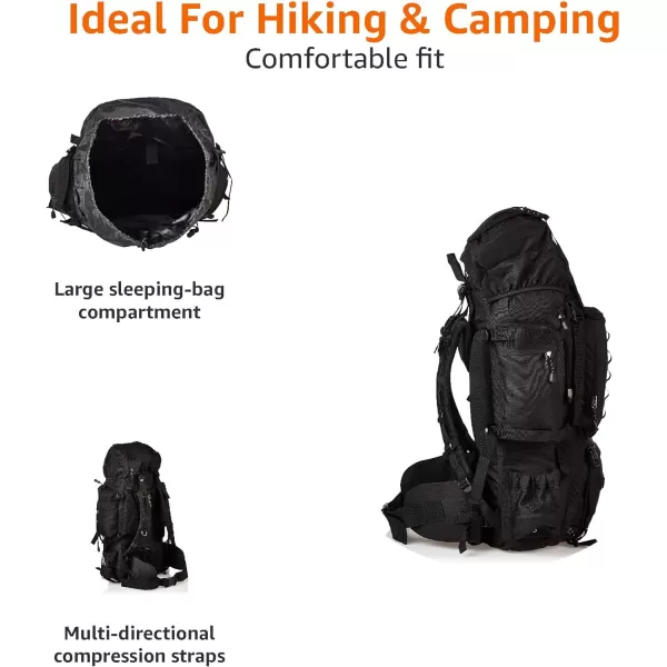 Amazon Basics Internal Frame Hiking Backpack with RainflyBlack