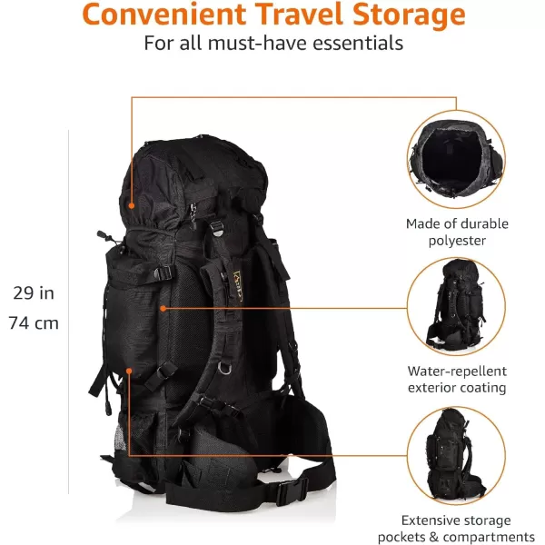Amazon Basics Internal Frame Hiking Backpack with RainflyBlack