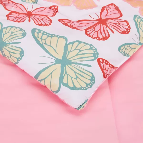 Amazon Basics Kids Easy Care Microfiber BedinaBag 7Piece Bedding Set FullQueen Purple Unicorns Solid  PrintedButterfly Friends