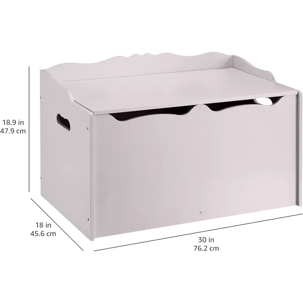 Amazon Basics Kids Wooden Toy Box Storage Chest White 30 x 18 x 19Gray