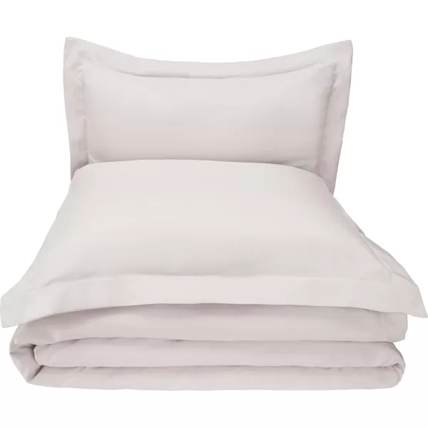 Amazon Basics Lightweight Microfiber Duvet Cover Set with Snap Buttons FullQueen TaupeCream