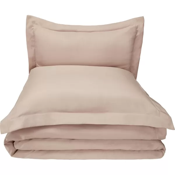 Amazon Basics Lightweight Microfiber Duvet Cover Set with Snap Buttons FullQueen TaupeTaupe