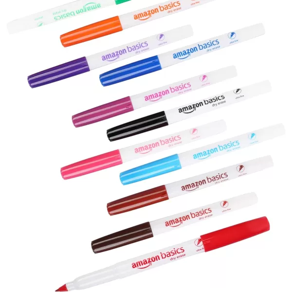 Amazon Basics Low Odor Ultra Fine Tip Dry Erase White Board Markers  Assorted Colors 12 PackAssorted
