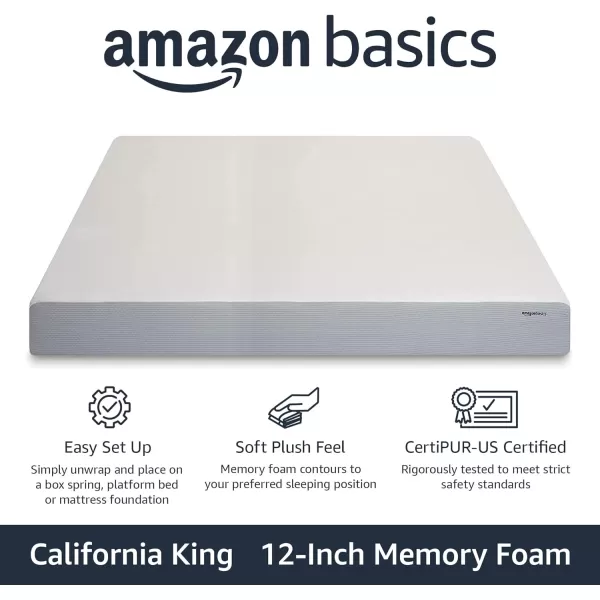 Amazon Basics Memory Foam Mattress Medium Firm 8 Inch Queen WhiteGreyCalifornia King