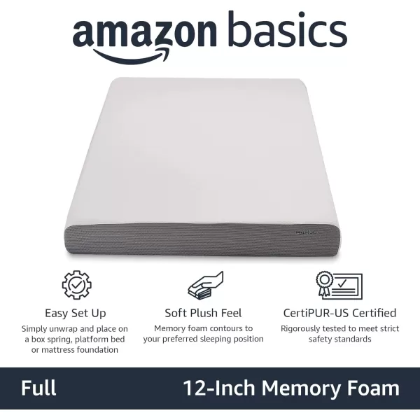 Amazon Basics Memory Foam Mattress Medium Firm 8 Inch Queen WhiteGreyFull