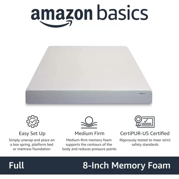 Amazon Basics Memory Foam Mattress Medium Firm 8 Inch Queen WhiteGreyFull