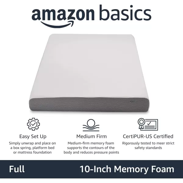 Amazon Basics Memory Foam Mattress Medium Firm 8 Inch Queen WhiteGreyFull