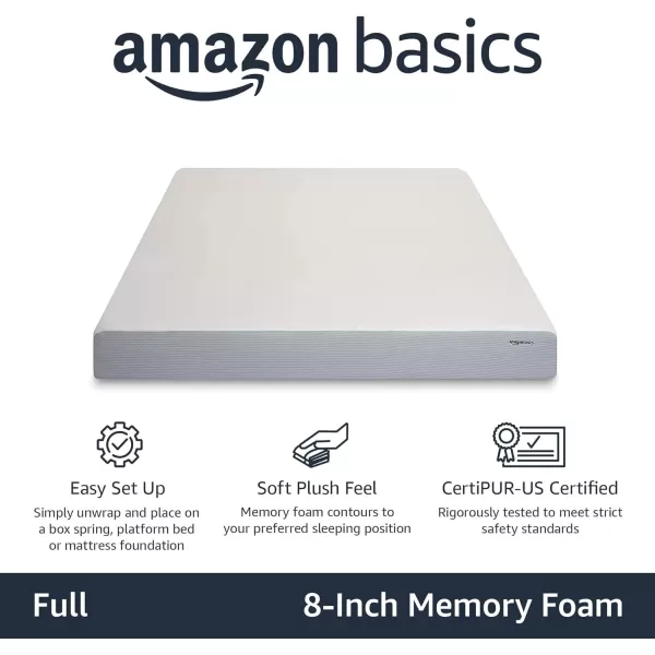 Amazon Basics Memory Foam Mattress Medium Firm 8 Inch Queen WhiteGreyFull
