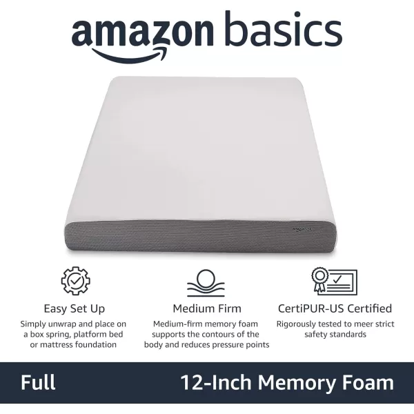 Amazon Basics Memory Foam Mattress Medium Firm 8 Inch Queen WhiteGreyFull