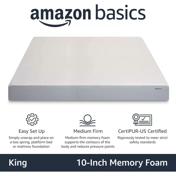 Amazon Basics Memory Foam Mattress Medium Firm 8 Inch Queen WhiteGreyKing