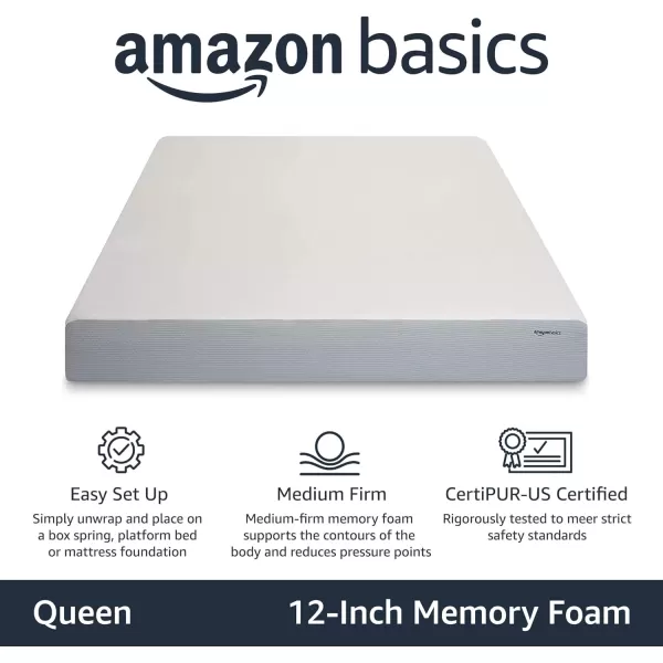 Amazon Basics Memory Foam Mattress Medium Firm 8 Inch Queen WhiteGreyKing