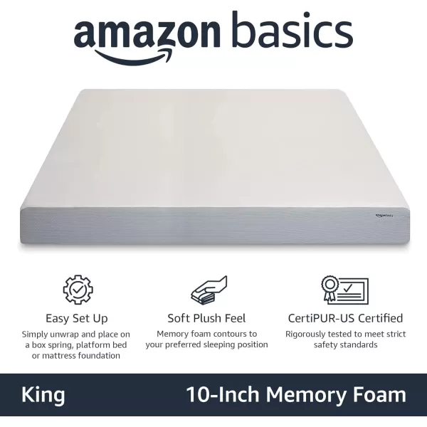 Amazon Basics Memory Foam Mattress Medium Firm 8 Inch Queen WhiteGreyKing