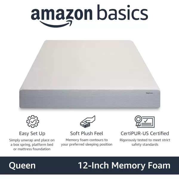 Amazon Basics Memory Foam Mattress Medium Firm 8 Inch Queen WhiteGreyQueen