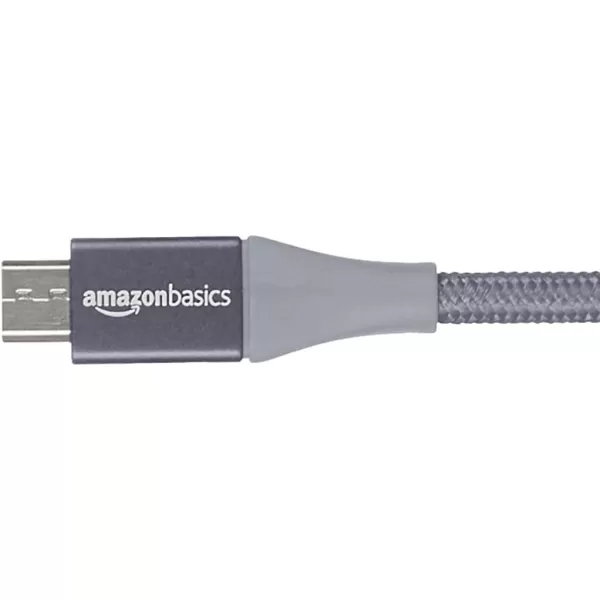 Amazon Basics Micro USB to USBA 20 Cable Nylon Braided Cord 480Mbps Transfer Speed GoldPlated 10 Foot Dark GrayDark Grey