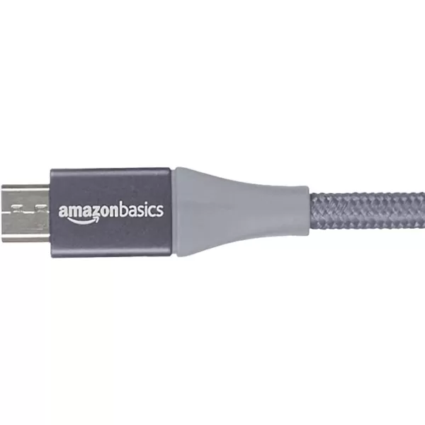 Amazon Basics Micro USB to USBA 20 Cable Nylon Braided Cord 480Mbps Transfer Speed GoldPlated 10 Foot Dark GrayDark Grey