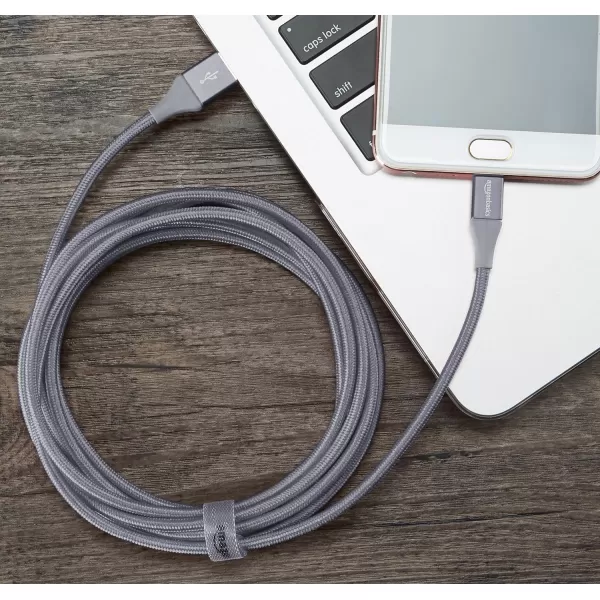 Amazon Basics Micro USB to USBA 20 Cable Nylon Braided Cord 480Mbps Transfer Speed GoldPlated 10 Foot Dark GrayDark Grey