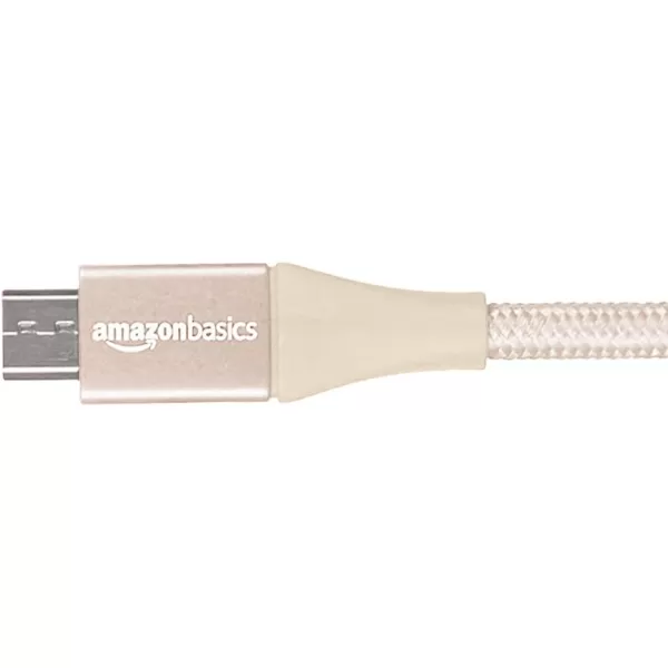 Amazon Basics Micro USB to USBA 20 Cable Nylon Braided Cord 480Mbps Transfer Speed GoldPlated 10 Foot Dark GrayGold