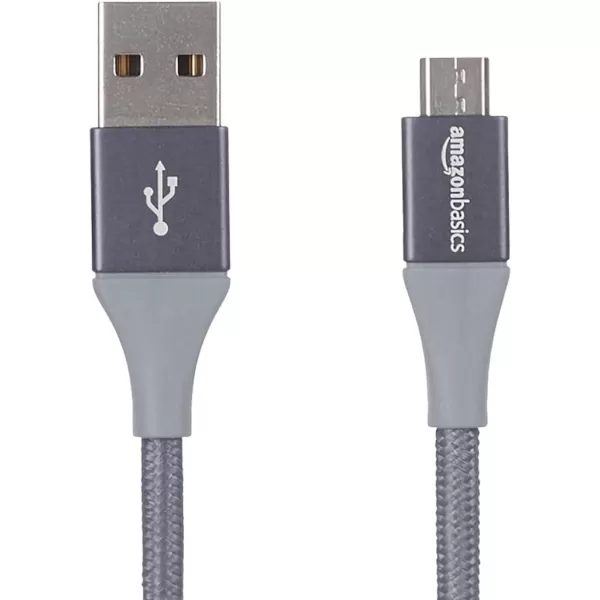 Amazon Basics Micro USB to USBA 20 Cable Nylon Braided Cord 480Mbps Transfer Speed GoldPlated 10 Foot Dark GrayGold