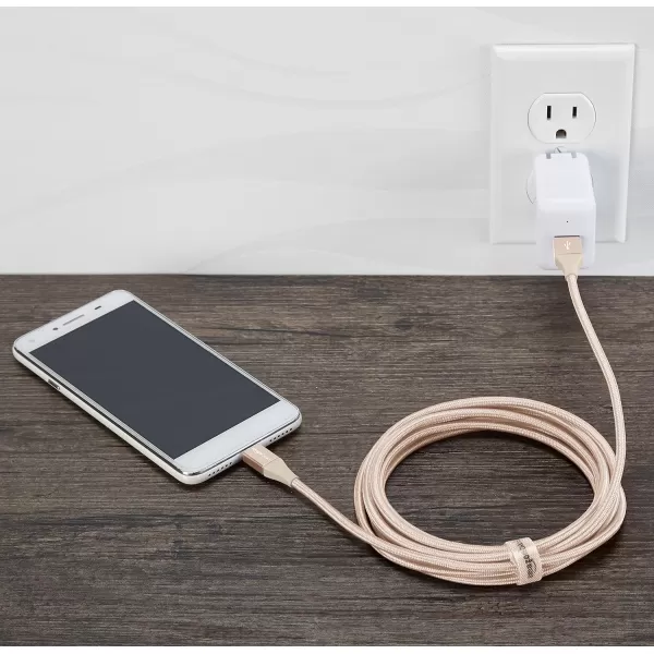 Amazon Basics Micro USB to USBA 20 Cable Nylon Braided Cord 480Mbps Transfer Speed GoldPlated 10 Foot Dark GrayGold